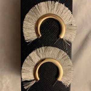 White fringe earrings